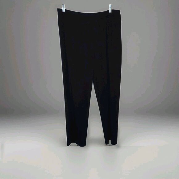 Misook Pants Womens L  Black Knit Pull On Straight Leg Stretchy Comfy Classic - Picture 1 of 10